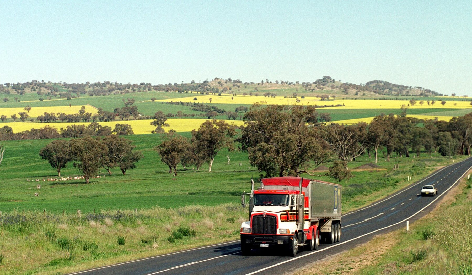 Freight truck travelling on an open highway
